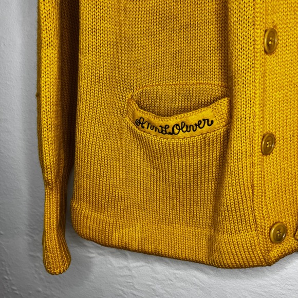 Vintage Yellow Letterman Cardigan Sweater "D" Dominican "1950" Varsity Size M - Picture 4 of 12